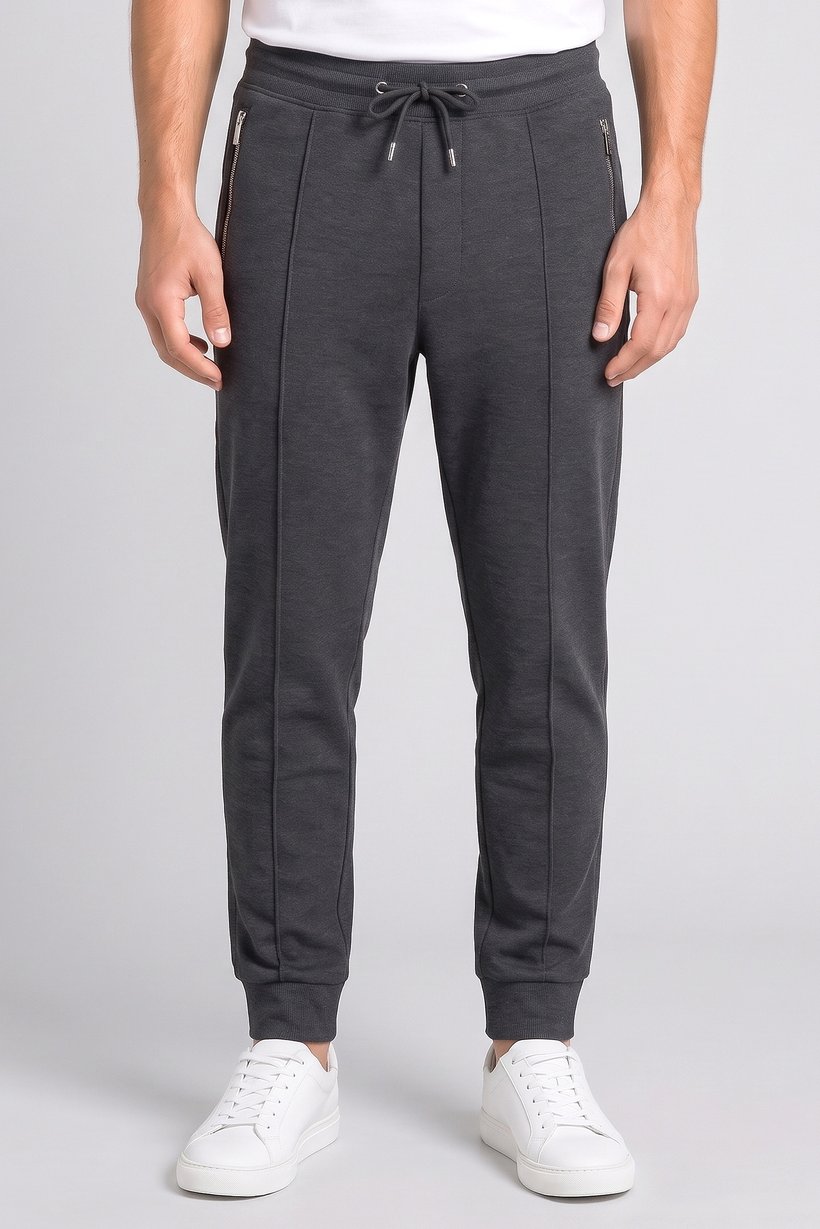 Men Regular Fit Textured Sweatpants, Dark Grey