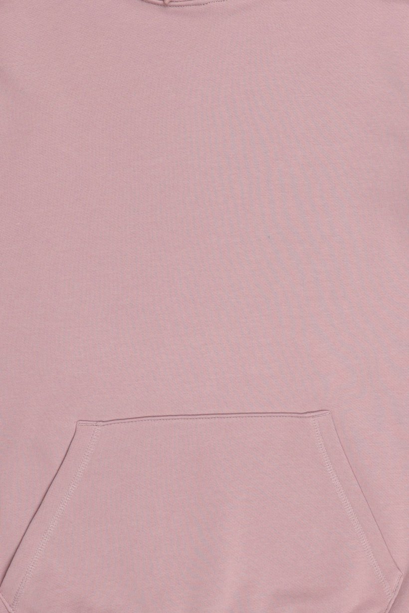Men Solid Long Sleeve Hoodie, Light Pink