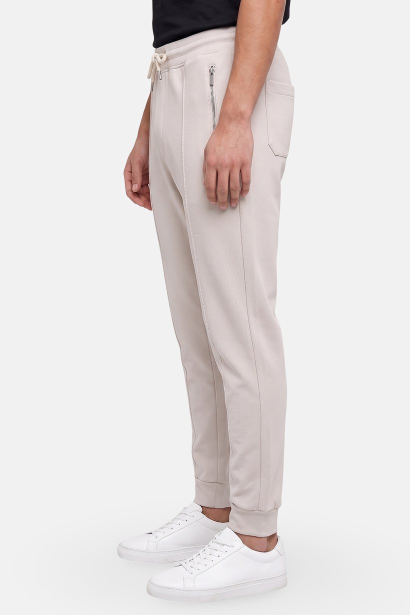 Men Regular Fit Textured Sweatpants, Beige