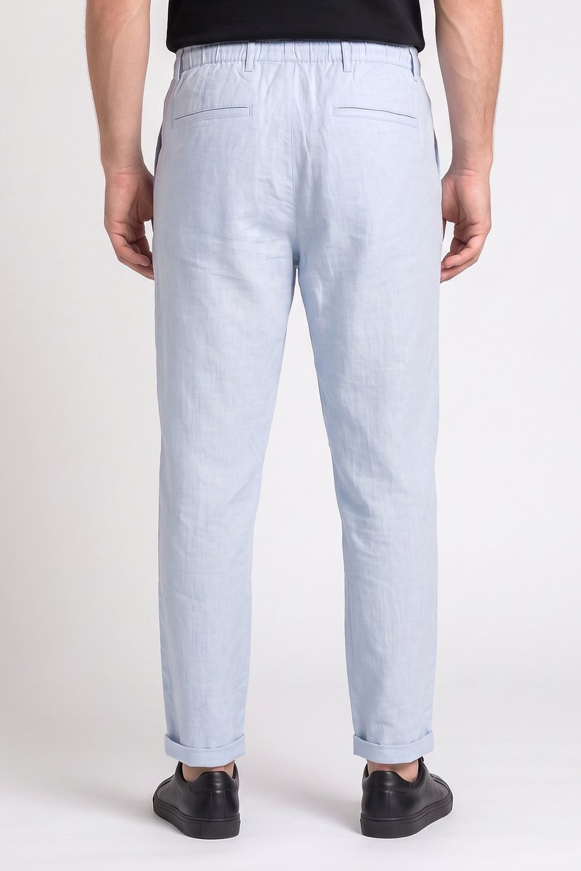 Men Regular Fit Plain Chino Pants, Light Blue