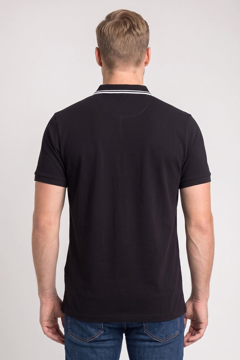 Men Regular Fit Short Sleeve Plain Polo Shirt, Black