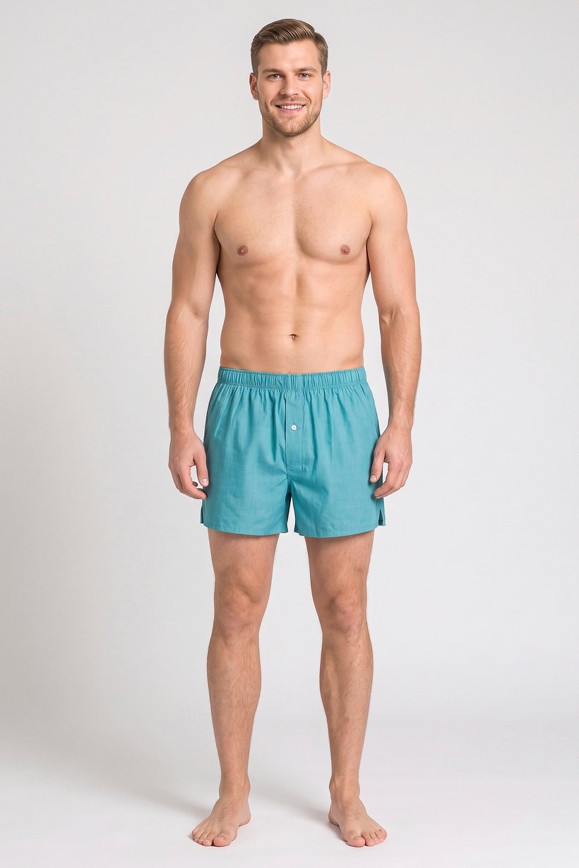 Men Solid Pull On Boxer, Light Blue