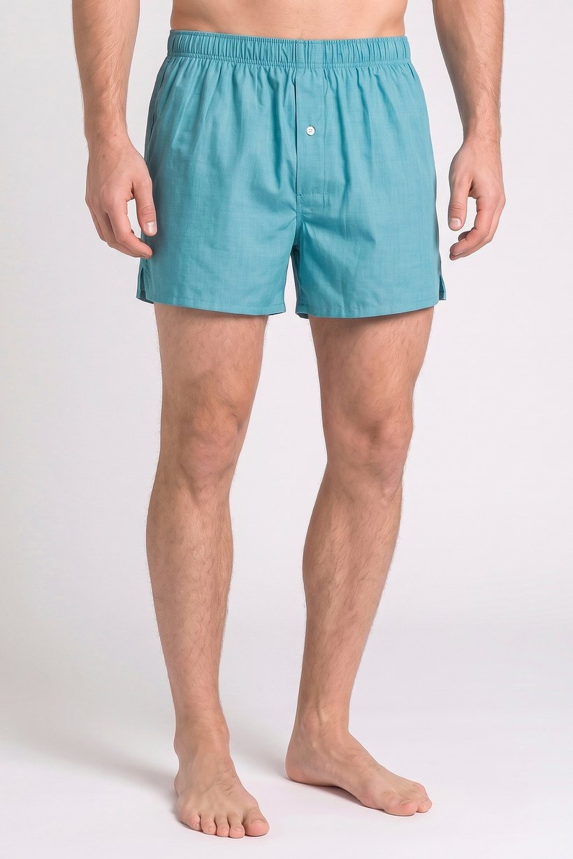 Men Solid Pull On Boxer, Light Blue