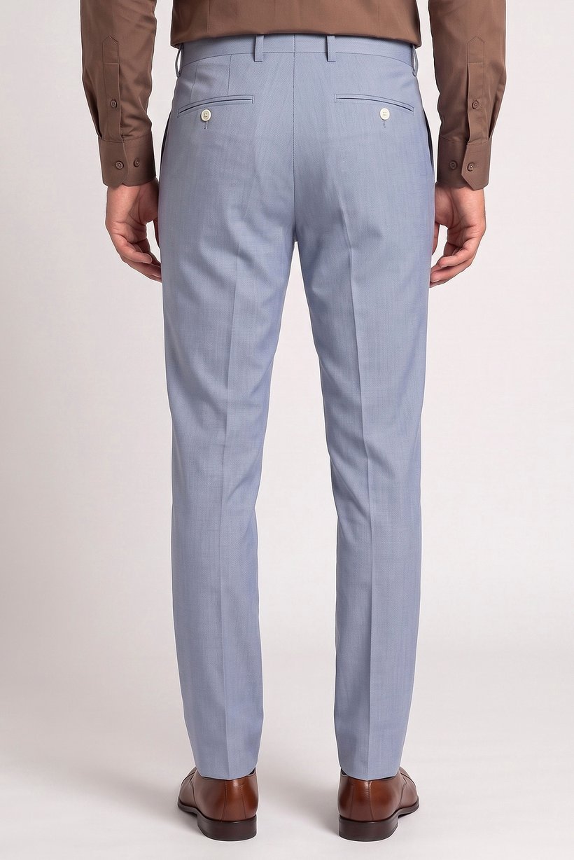 Men Slim Fit Solid Dress Pants, Light Blue