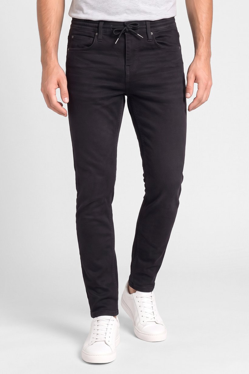 Men Slim Fit Solid Stretchable Jeans, Black