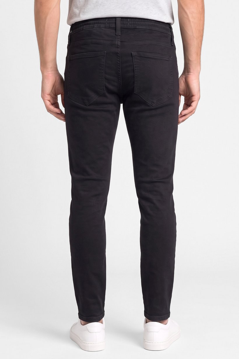 Men Slim Fit Solid Stretchable Jeans, Black