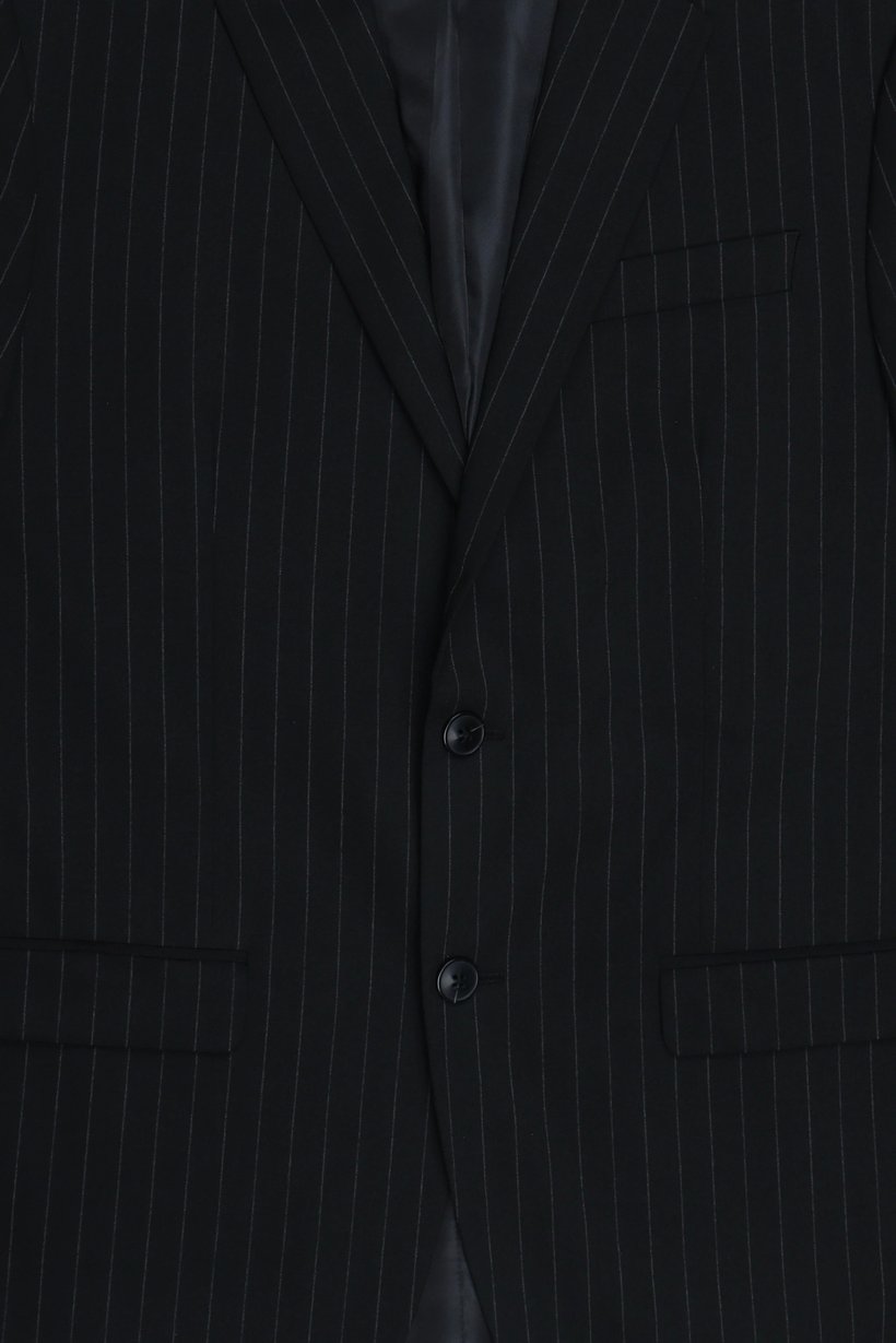 Men Slim Fit Stripe Casual Blazer, Black