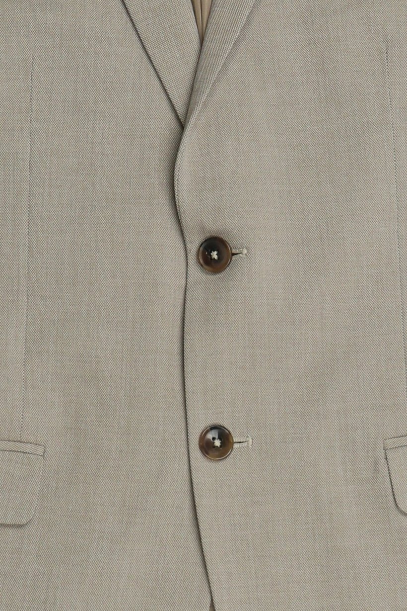 Men Slim Fit Chambray Formal Blazer, Beige