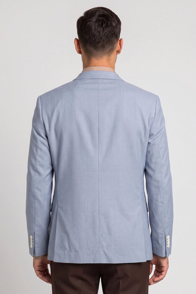 Men Slim Fit Plain Casual Blazer, Light Blue