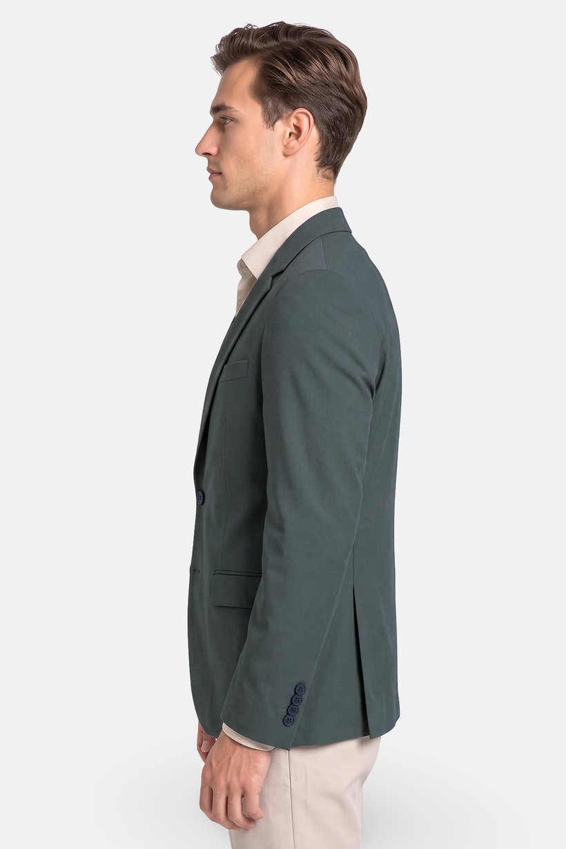 Men Slim Fit Solid Casual Blazer, Olive