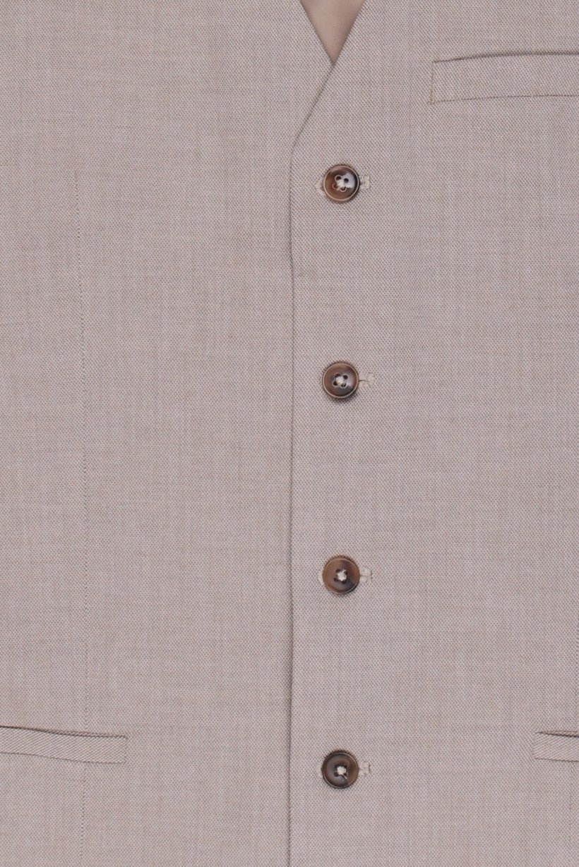 Men Plain Sleeveless Semi Formal Blazer Vest, Beige