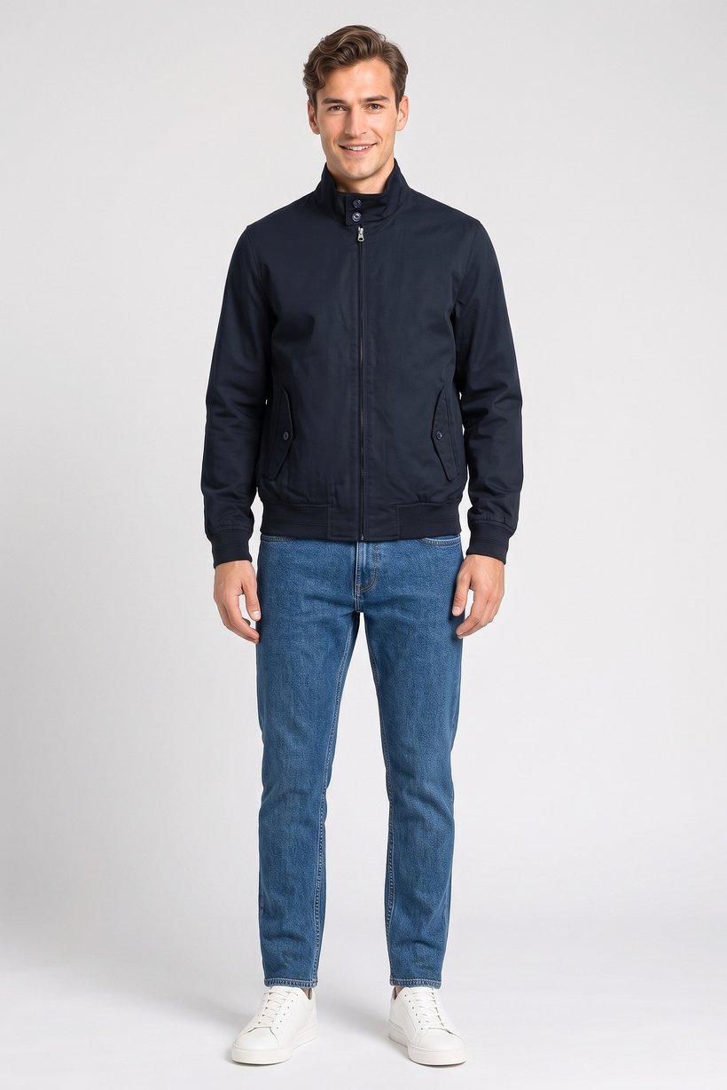 Men Plain Windbreaker Jacket, Navy