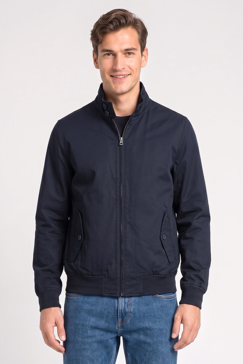Men Plain Windbreaker Jacket, Navy