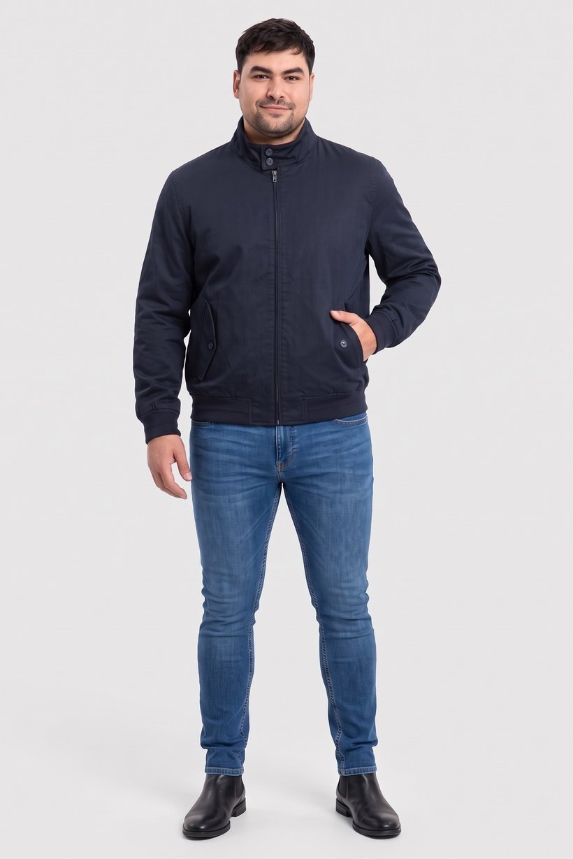 Men Plain Parka Jacket, Navy