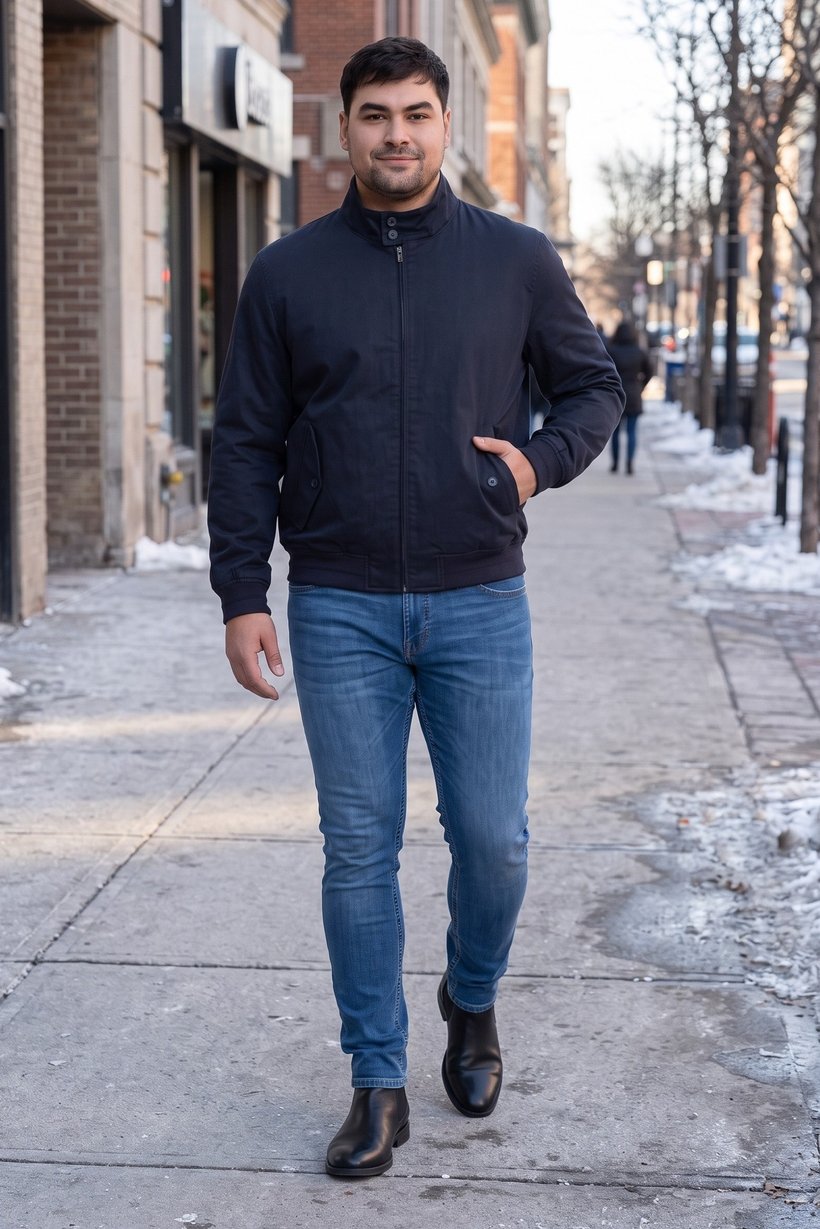 Men Plain Parka Jacket, Navy