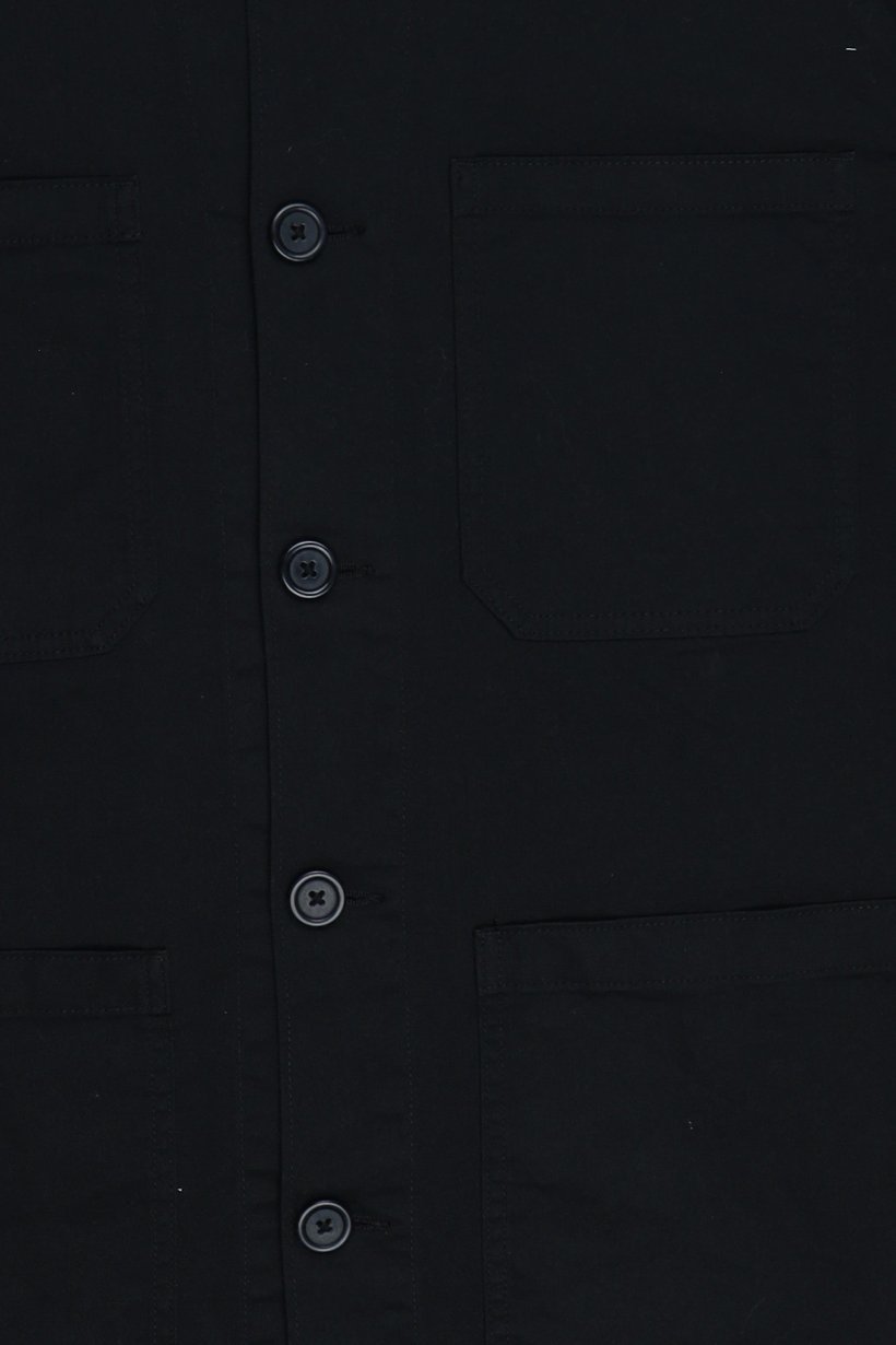 Men Regular Fit Plain long Sleeve Jacket Shirt, Black