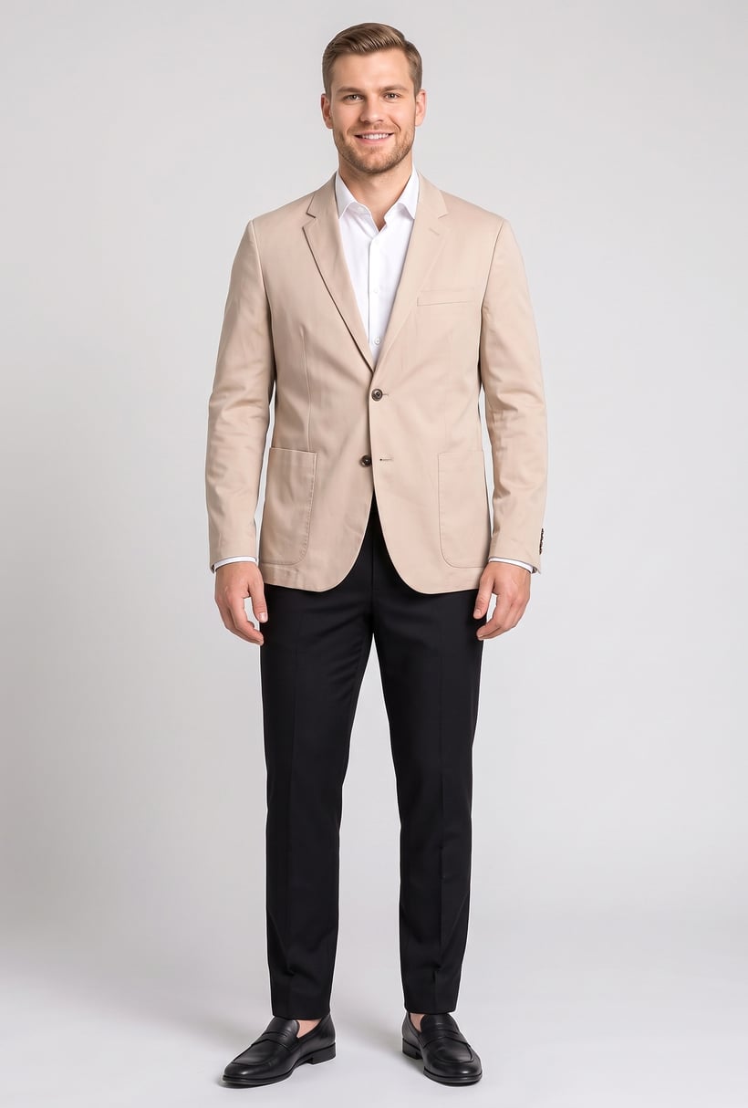 Men Slim Fit Long Sleeve Plain Casual Blazer Jacket, Beige