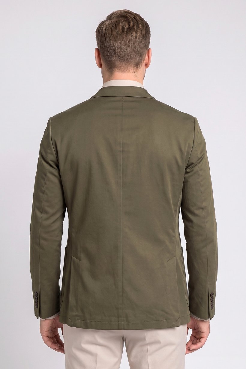 Men Slim Fit Long Sleeve Plain Casual Blazer Jacket, Olive