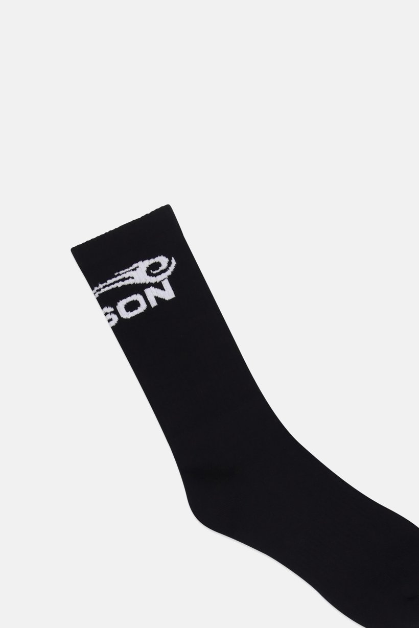 Men Brand Logo High Socks, Black