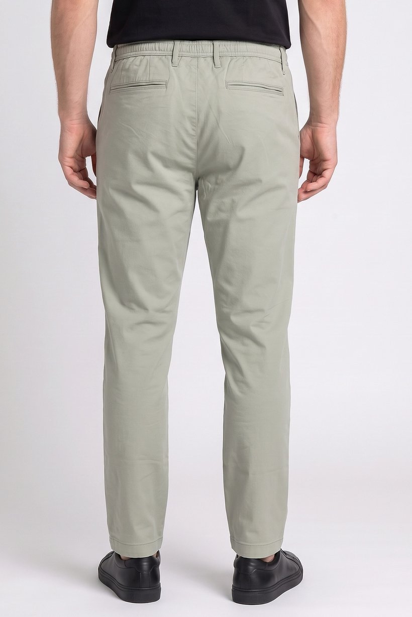 Men Slim Fit Plain Straight Leg Pant, Sage Green