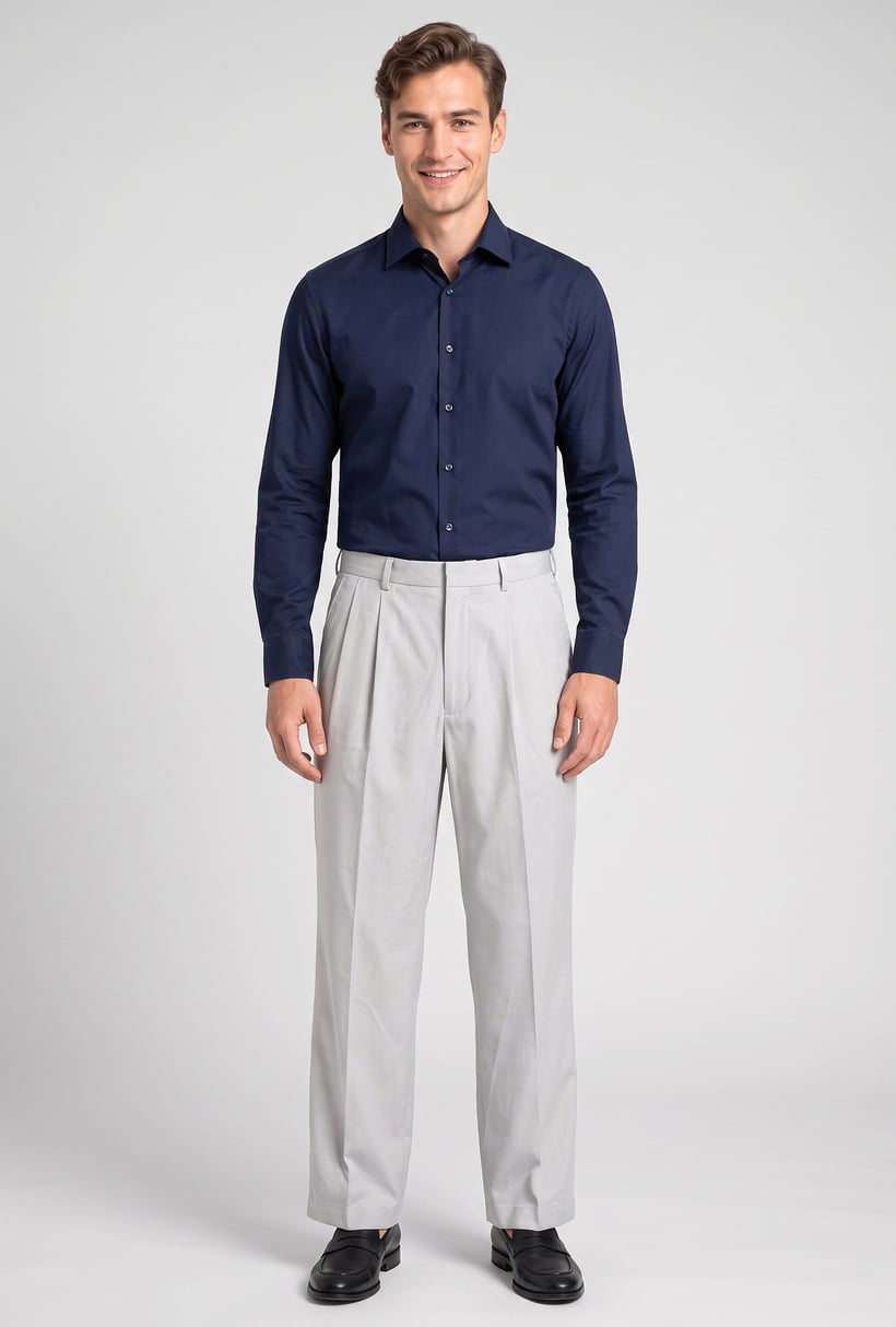 Men Loose Fit Plain Chino Pants, Grey