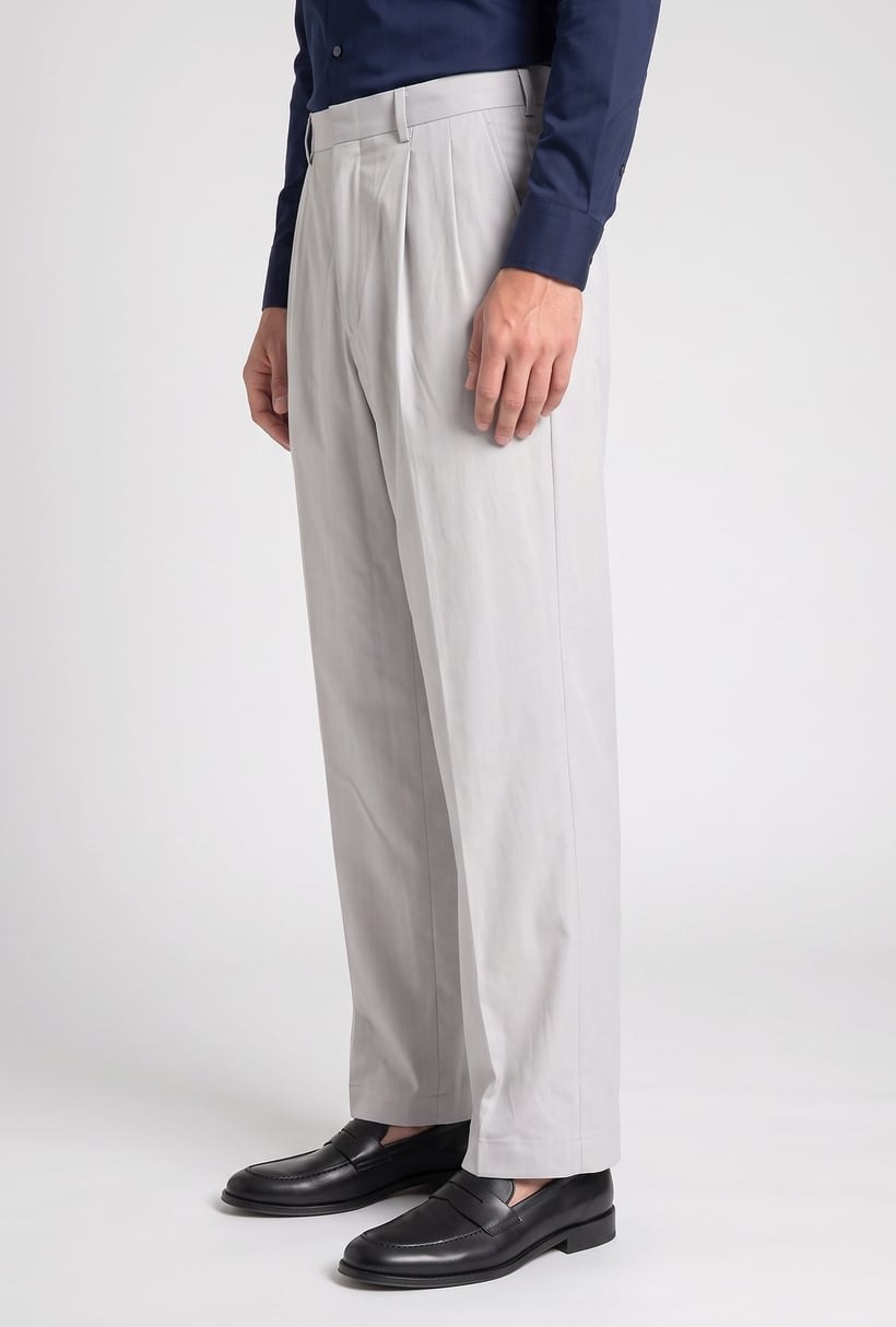 Men Loose Fit Plain Chino Pants, Grey