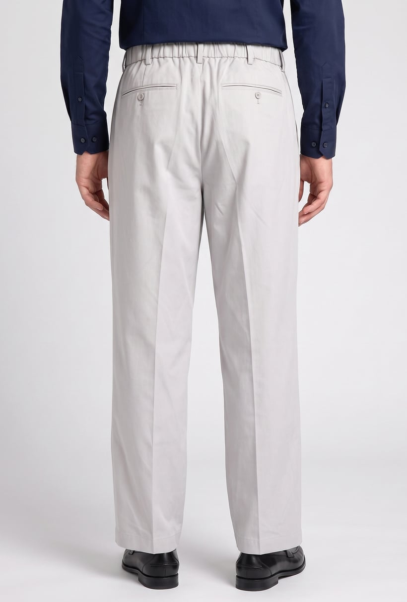Men Loose Fit Plain Chino Pants, Grey