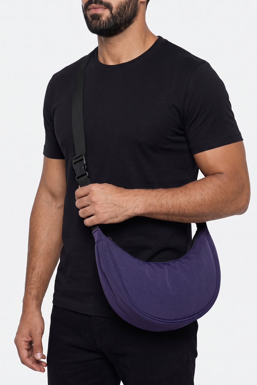 Men Plain Cross Body Bag, Navy