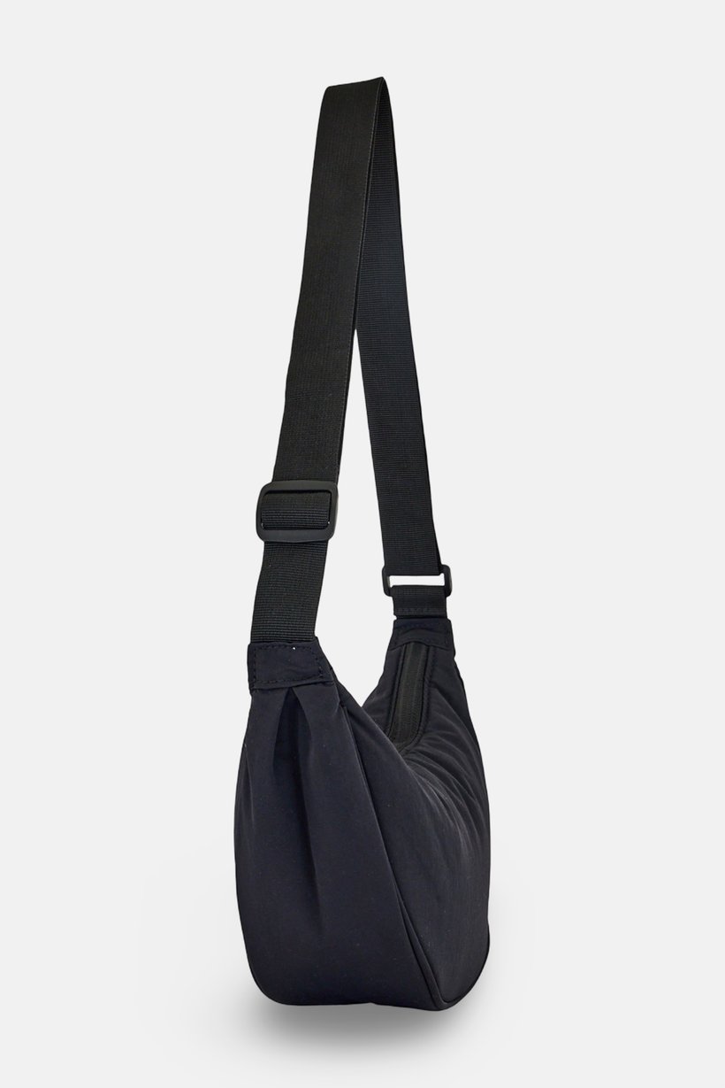 Men Plain Cross Body Bag, Black