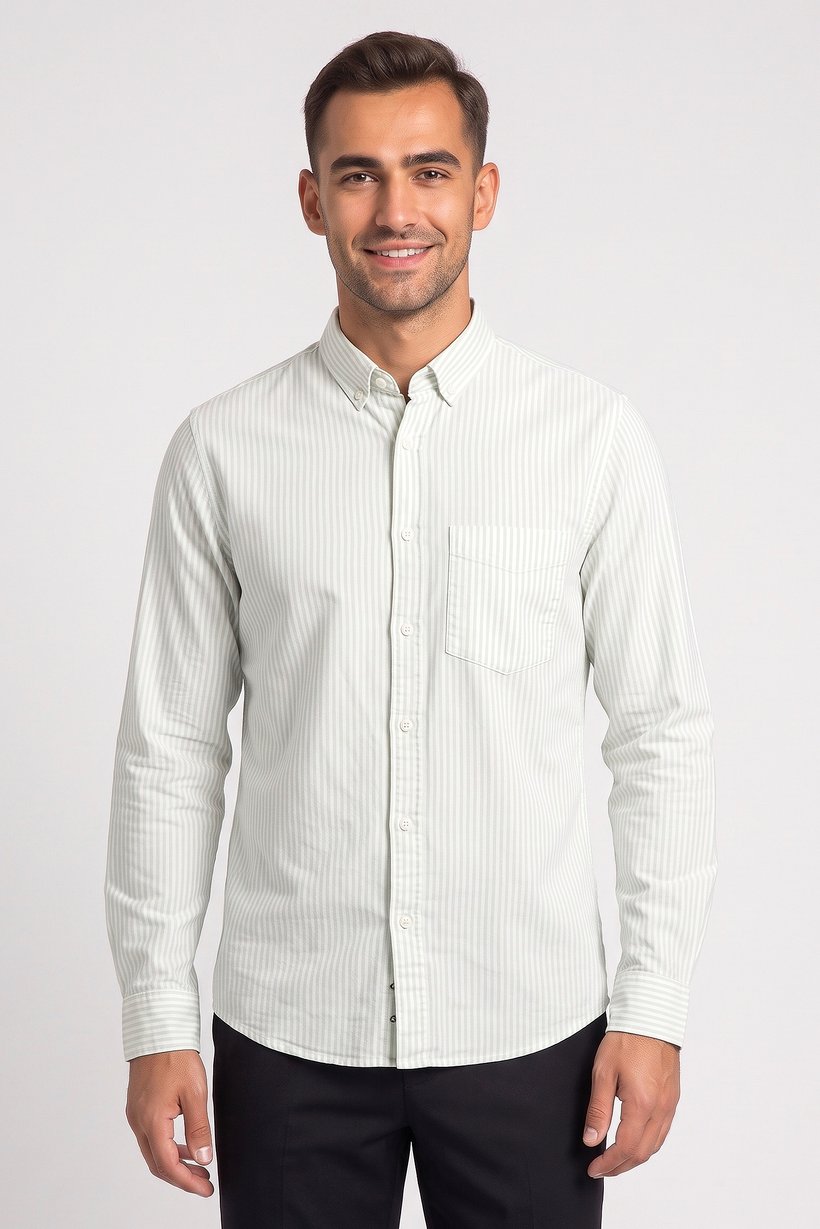 Men Regular Fit Stripe Long Sleeve Casual Shirt, Multicolor