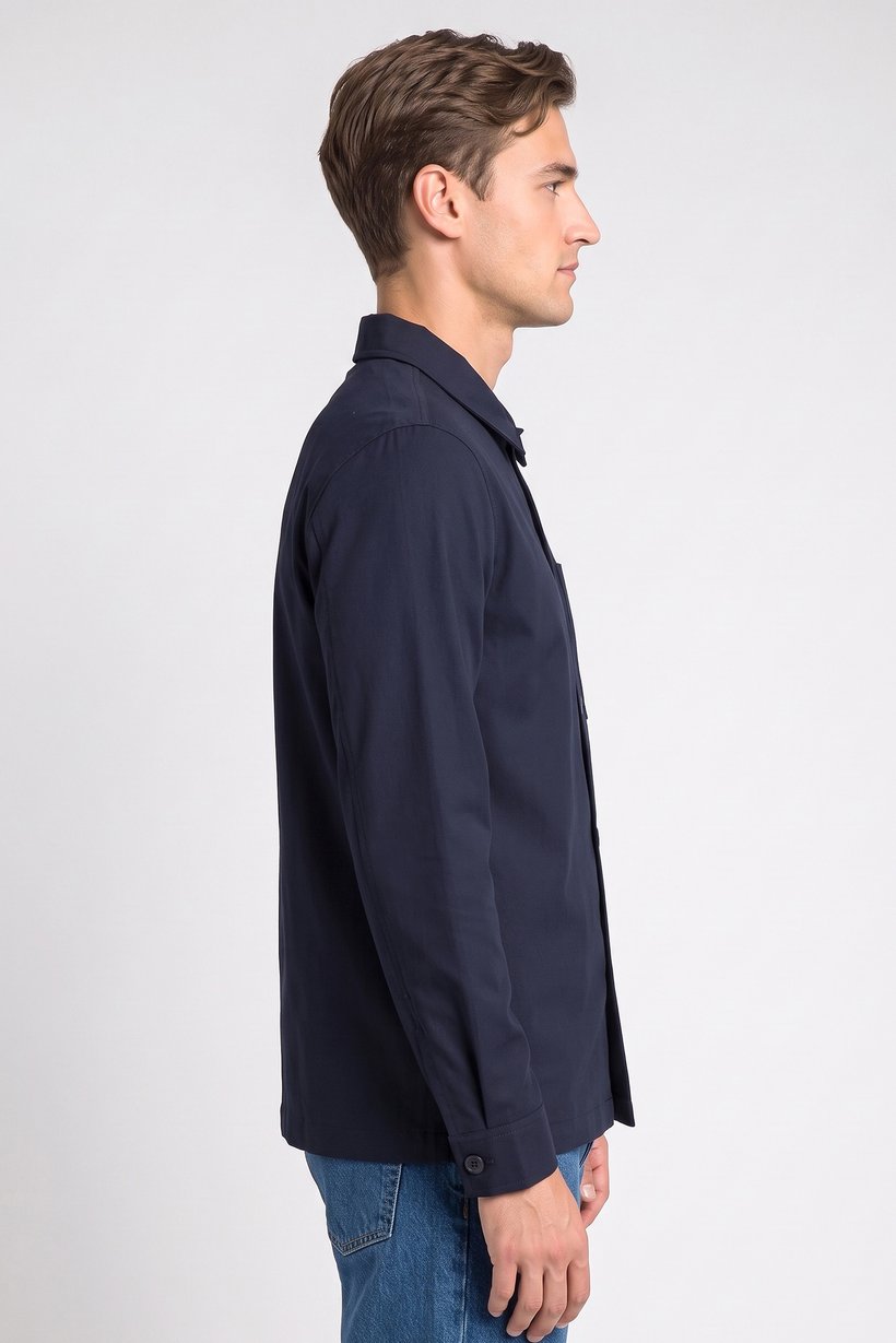 Men Oversized Long Sleeve Solid Casual Shirt, Navy