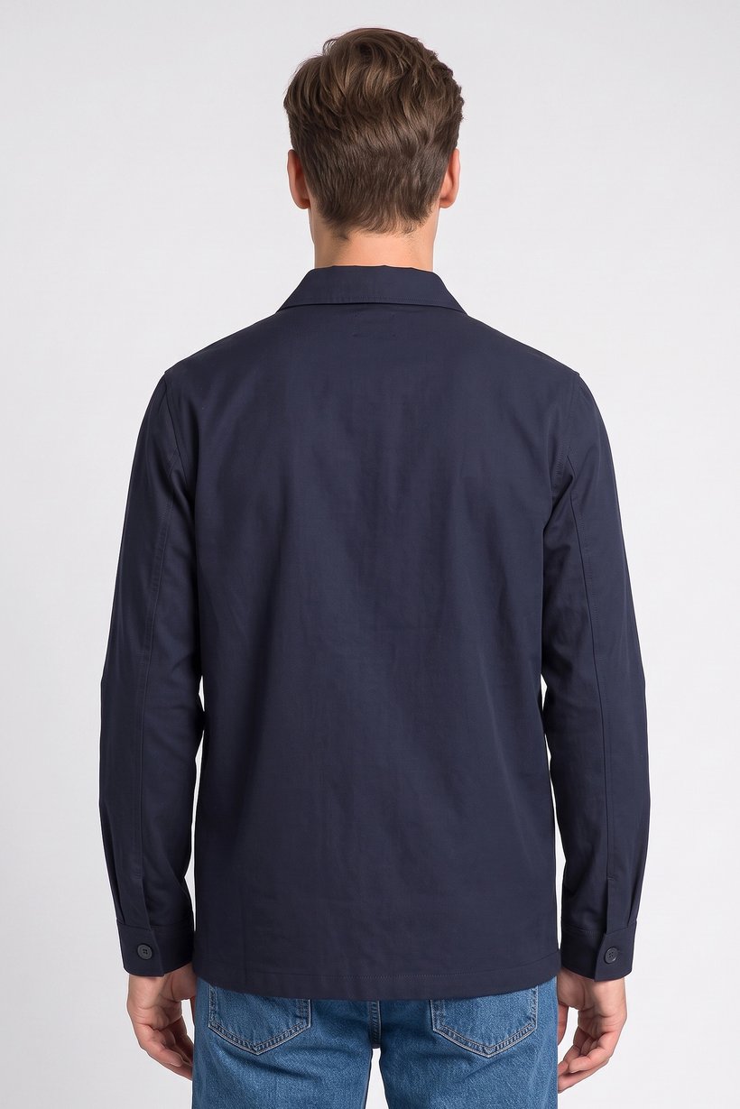 Men Oversized Long Sleeve Solid Casual Shirt, Navy