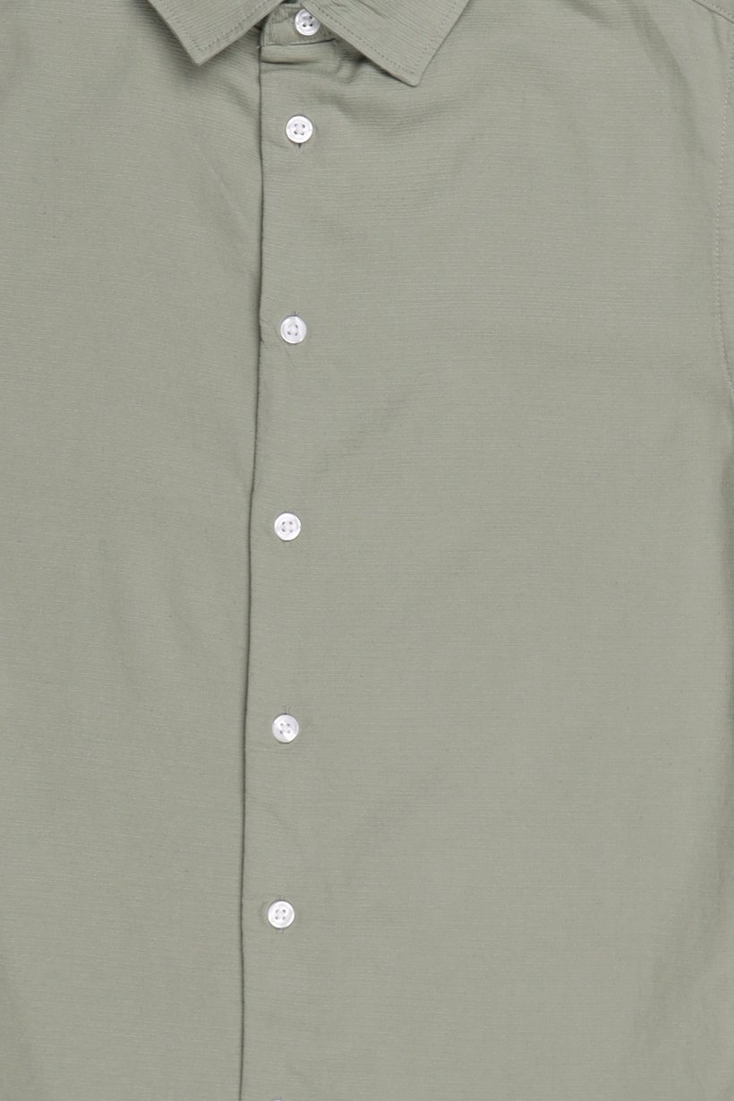 Men Regular Fit Long Sleeve Plain Casual Shirt, Sage