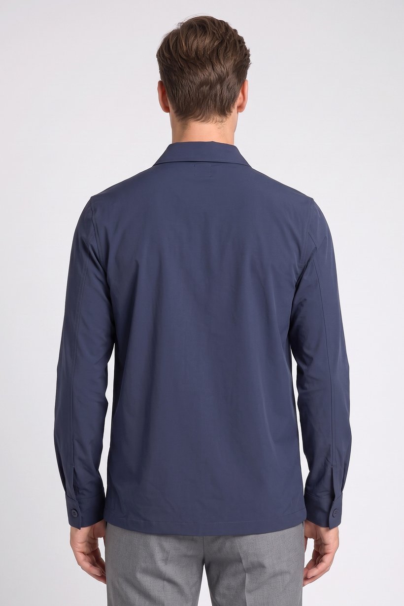 Men Regular Fit Long Sleeve Plain Casual Shirt, Deep Navy