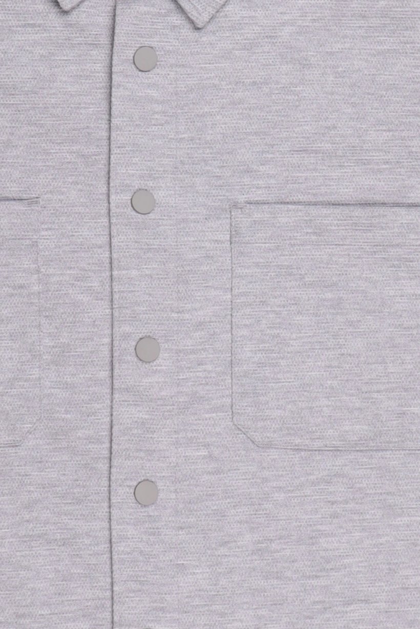 Men Regular Fit Long Sleeve Textured Casual Over Shirt, Light Grey