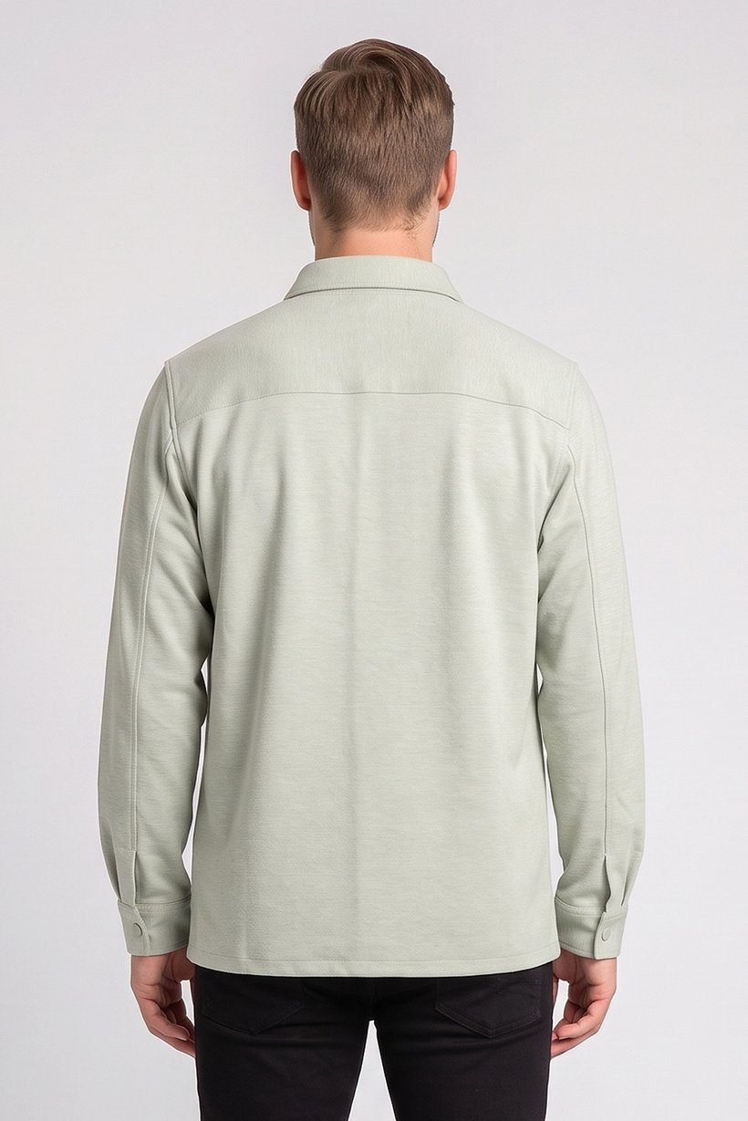 Men Regular Fit Long Sleeve Textured Casual Shirt, Sage Green
