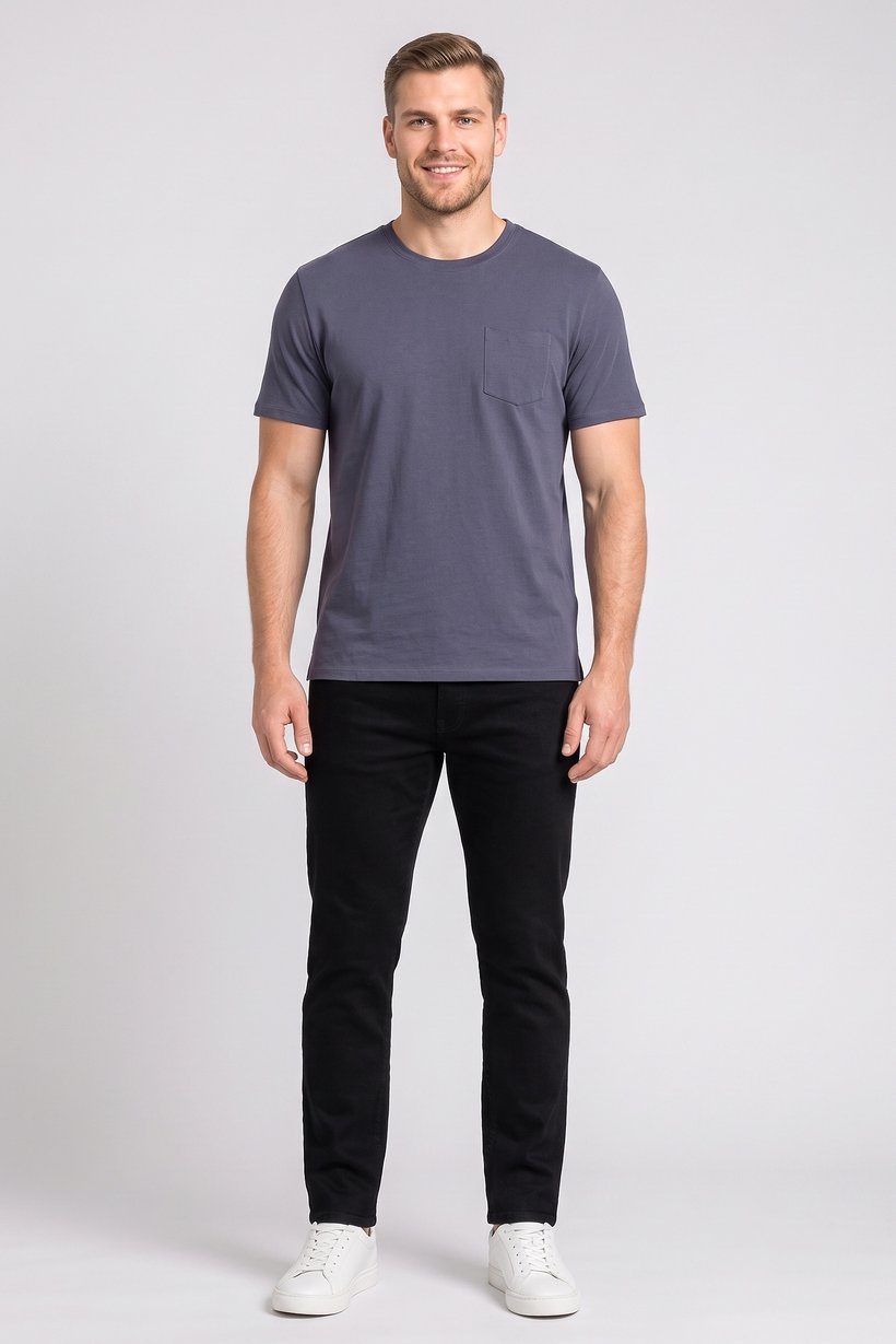 Men Crew Neck Plain Short Sleeves T-Shirt, Grey