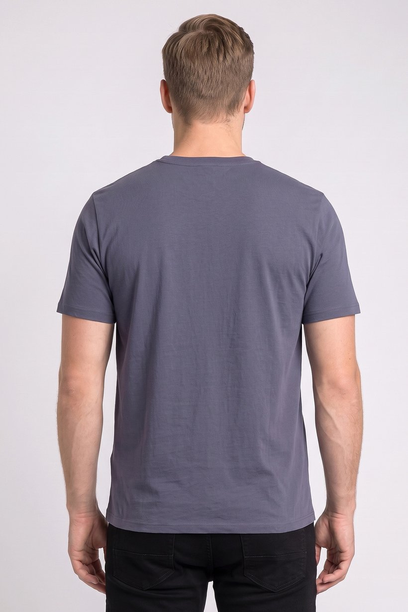 Men Crew Neck Plain Short Sleeves T-Shirt, Grey