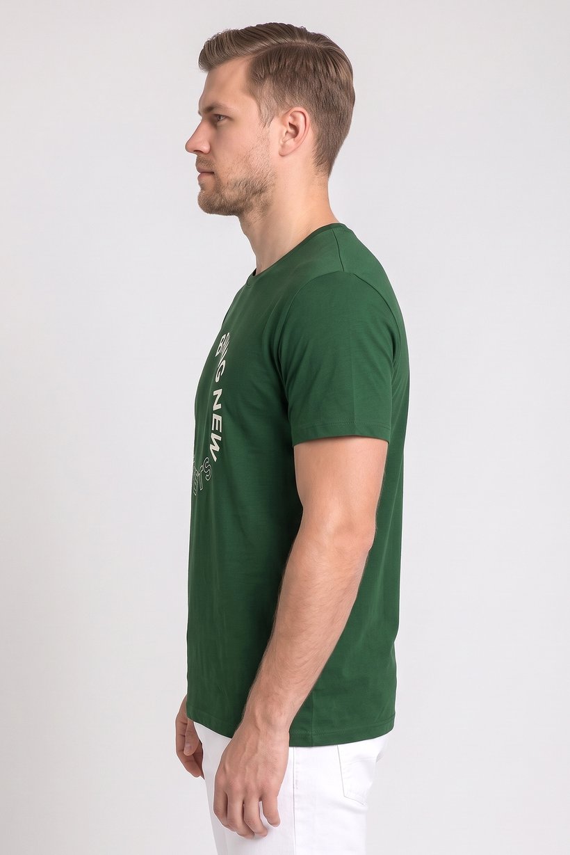 Men Crew Neck Short Sleeve Graphic Print T-Shirt, Green