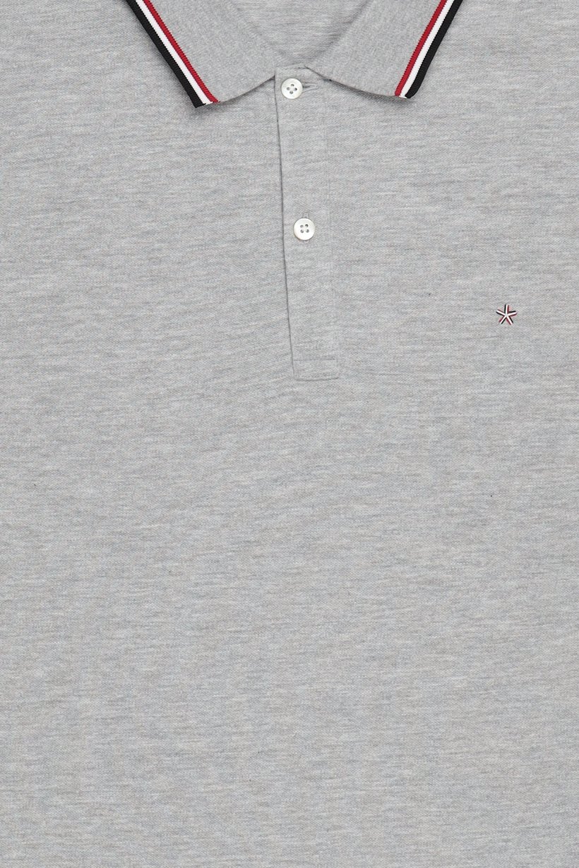Men Slim Fit Short Sleeve Heather Polo Shirt, Light Grey