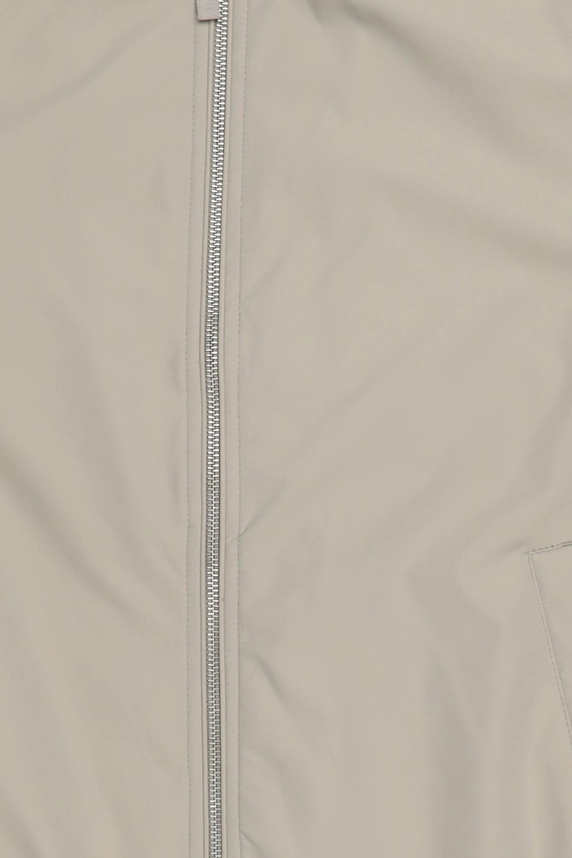 Men High Neck Solid Jacket Shirt, Beige