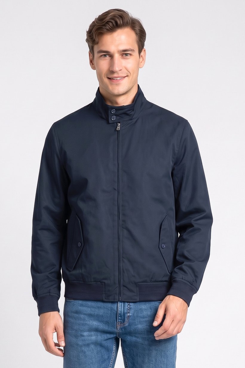 Men Solid Jacket Shirt, Navy
