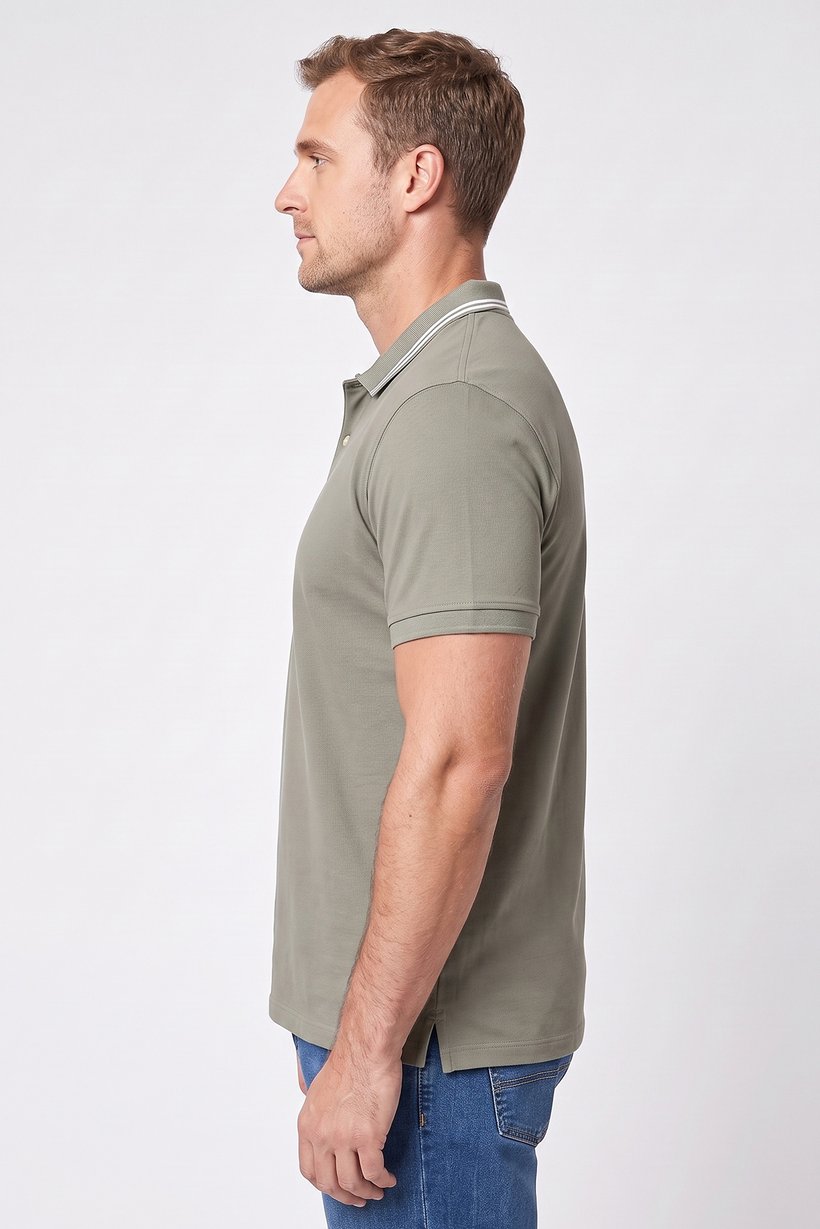 Men Regular Fit Short Sleeve Plain Polo Shirt, Sea Sage