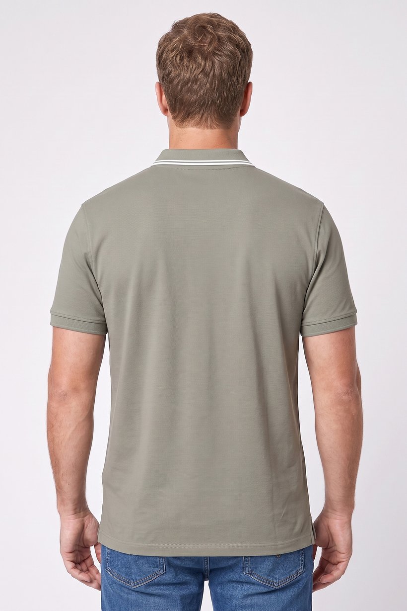 Men Regular Fit Short Sleeve Plain Polo Shirt, Sea Sage