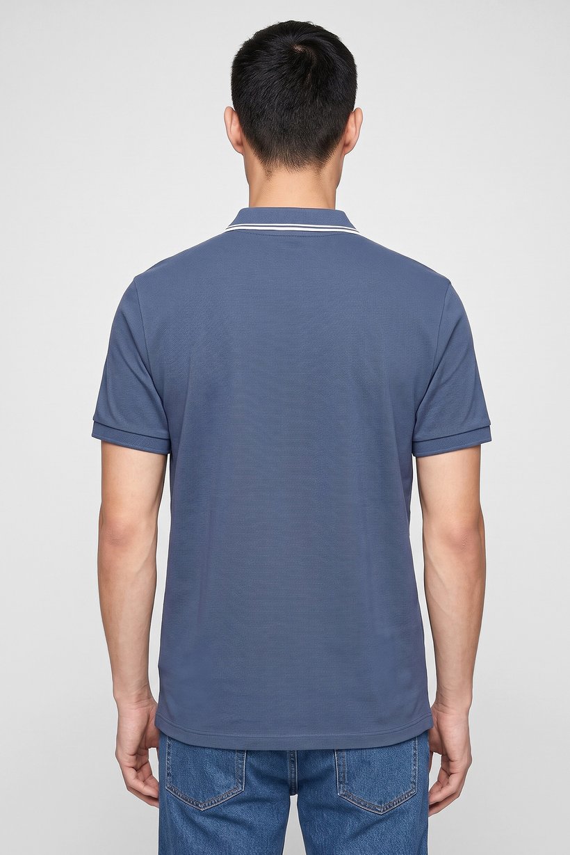 Men Regular Fit Solid Short Sleeve Polo Shirt, Slate Blue
