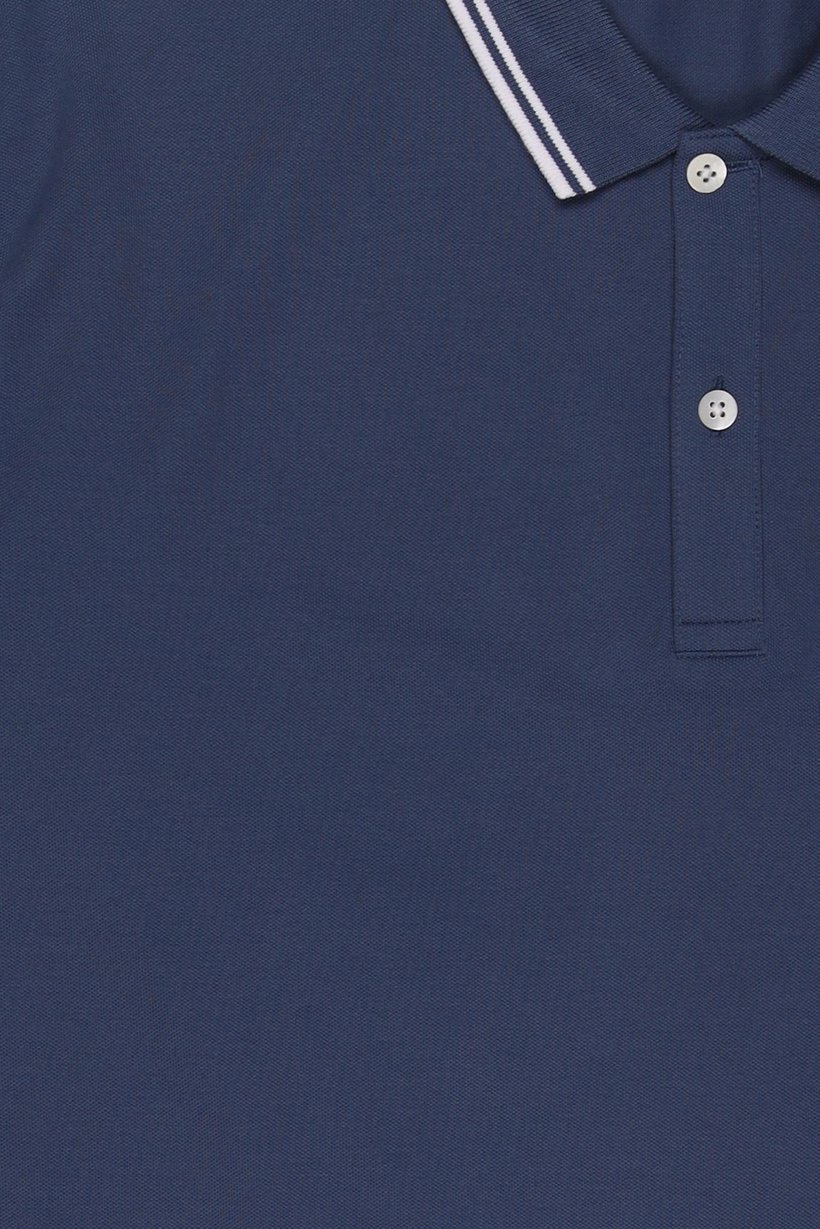 Men Regular Fit Solid Short Sleeve Polo Shirt, Slate Blue