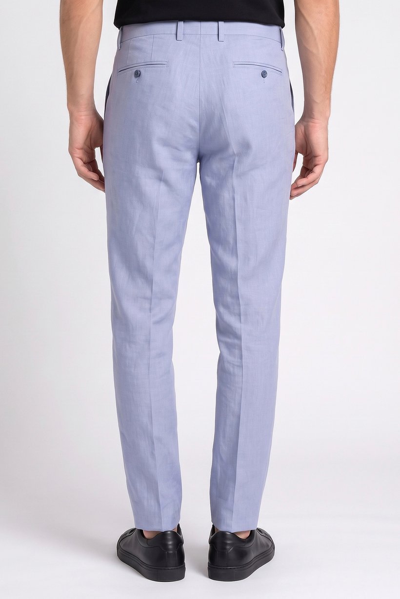 Men Slim Fit Solid Dress Pants, Slate Blue