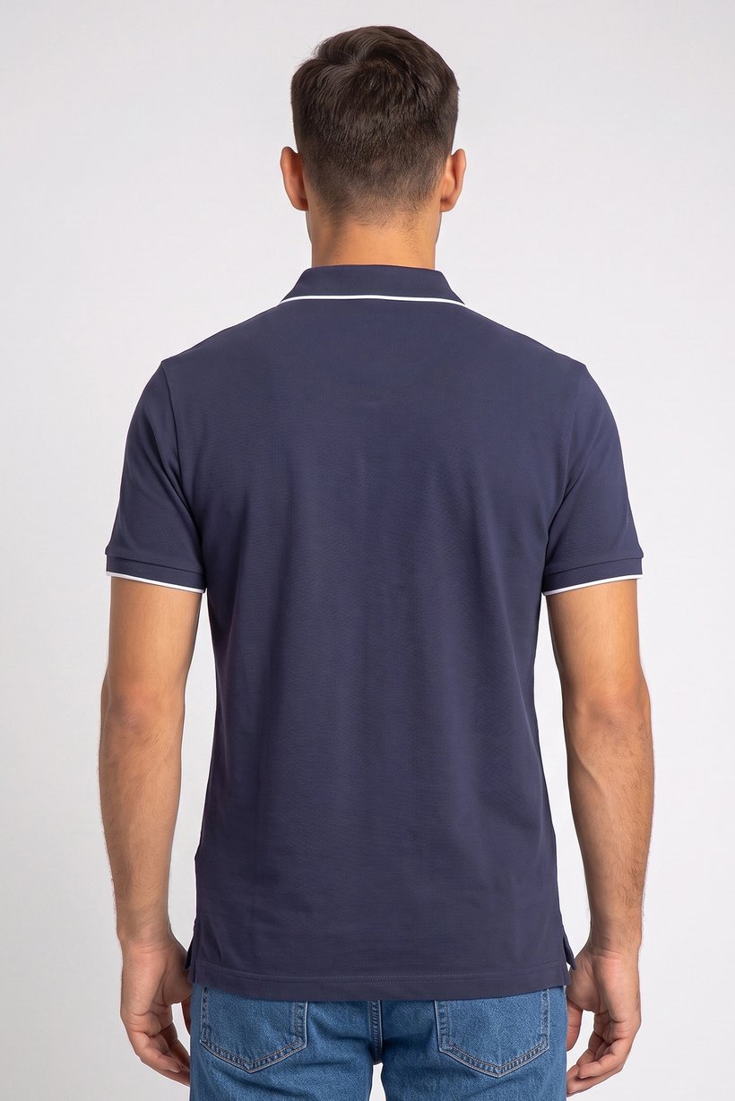 Men Regular Fit Short Sleeve Plain Polo Shirt, Navy