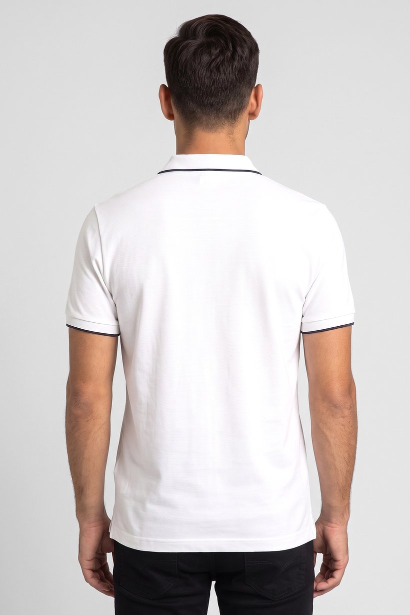 Men Regular Fit Short Sleeve Plain Polo Shirt, Off White