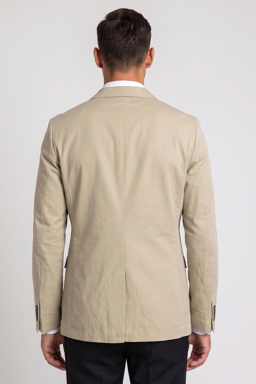 Men Slim Fit Plain Casual Blazer, Beige